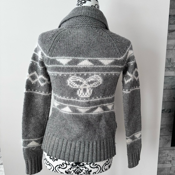 Aritzia TNA Lambswool & Angora Sea to Sky Zip-up Cardigan Sweater Grey White XS - Picture 3 of 8